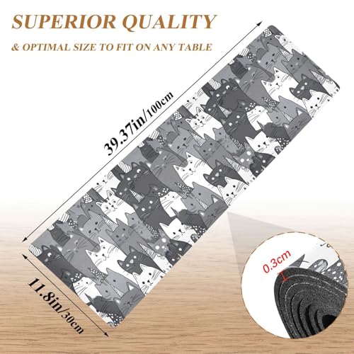 Tapis résistant à la chaleur et chemin de table chat noir et blanc imperméable - 3