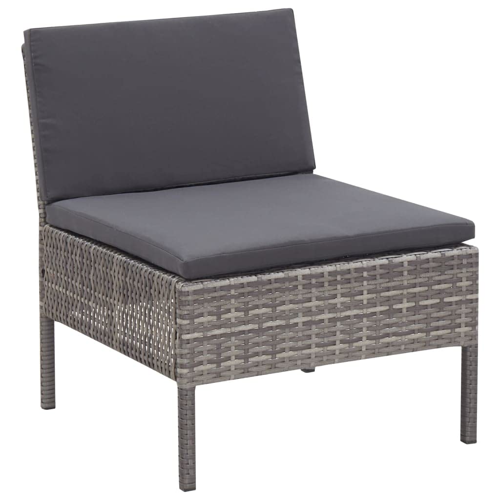 Set da giardino per esterni Set da giardino per il tempo liberoSet Divani da Giardino 5 pz con Cuscini in Polyrattan GrigioPer terrazza, balcone, giardino, spiaggia