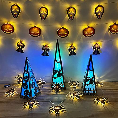 Guirlandes de cordes decoratives Halloween LED lot de 2 chauve-souris et citrouille