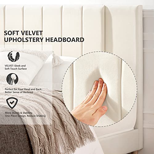Flolinda-King-Size-Platform-Bed-Frame-with-Velvet-Upholstered-Headboard-and-Wooden-Slats-Support-Fully-Upholstered-Mattress-FoundationNo-Box-Spring-NeededEasy-Assembly-Cream-White