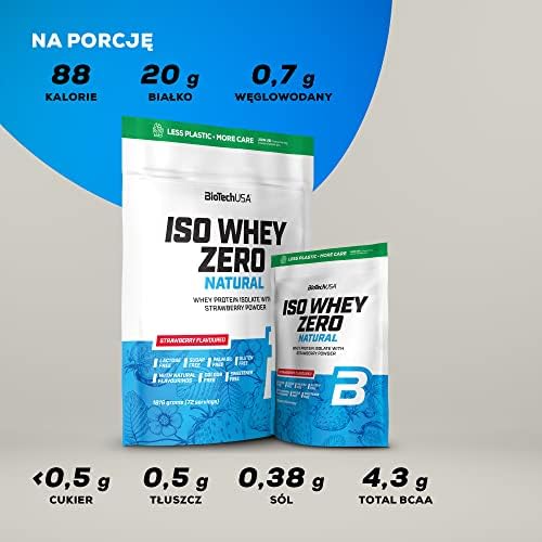 BioTechUSA Iso Whey Zero Natural napój białkowy w proszku na bazie izolatu białka serwatkowego, bez barwników i substancji słodzących, 500 g, Kokosowym