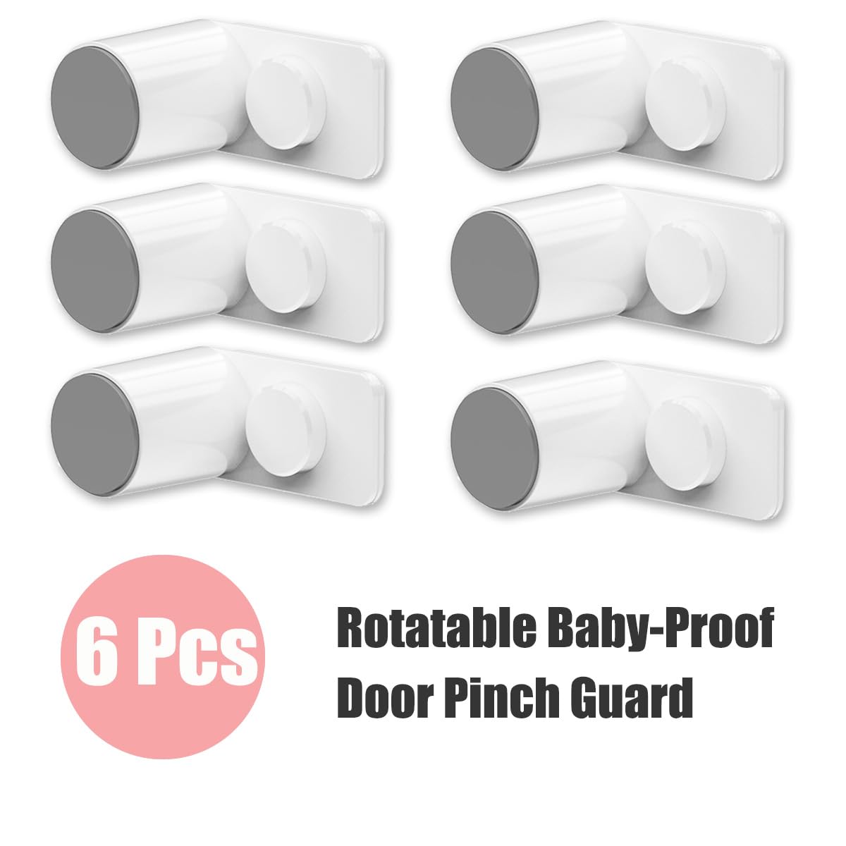 Kytasryl Türklemmschutz, Babysicherung, Türstopper mit 180° drehbarer, selbstklebender Basis, Kinder-Türstopper, hält Finger sicher (6 Stück)