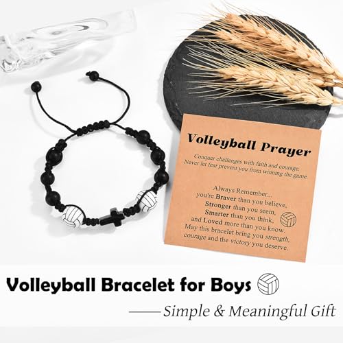 Leyung Football Baseball Basketball Soccer Volleyball Cross Bracelet, Gifts for Teens Boys Girls on Easter Christmas Birthday Graduation Valentines Day3