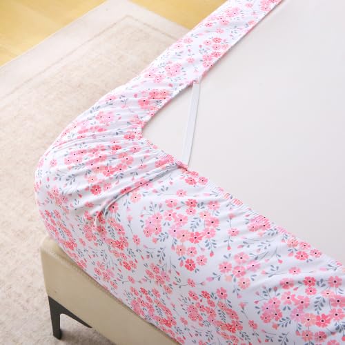 Image of Mooreeke Cozy Floral Pink Microfiber Printed Full Sheet Set