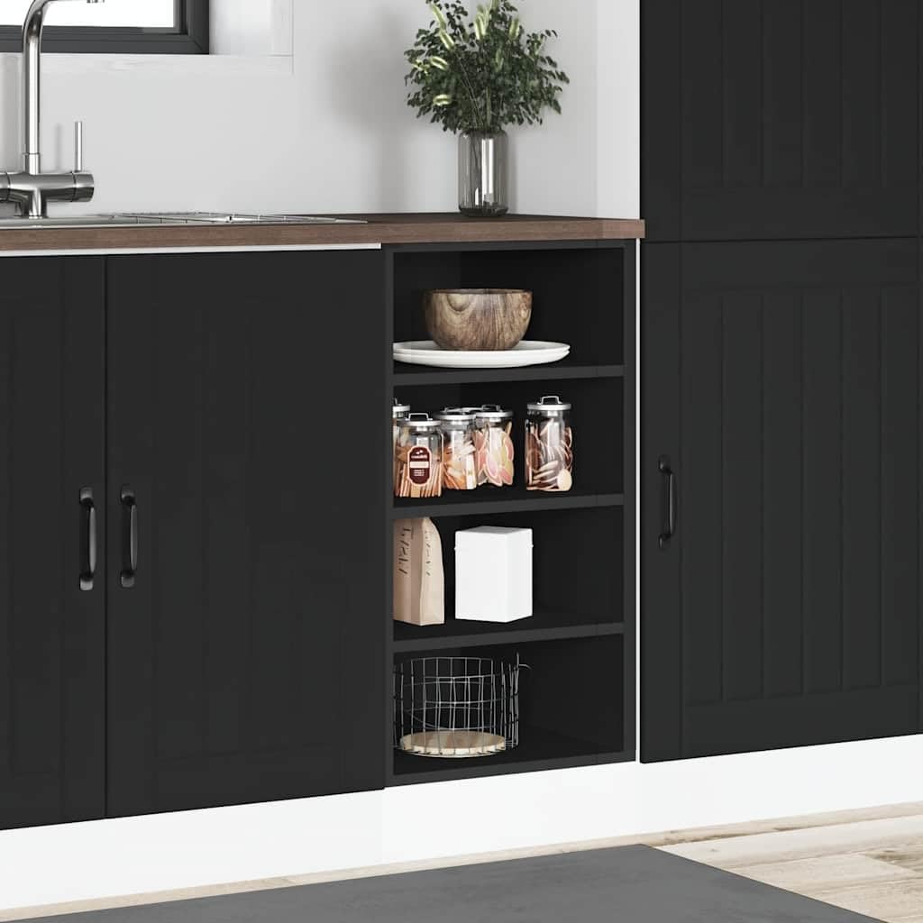 vidaXL Unterschrank Riga Schwarz 40x44,5x81,5 cm Holzwerkstoff,Küchenschrank, Gastronomieschrank, Gastro Möbel, Küchenmöbel, Aufbewahrungsschrank