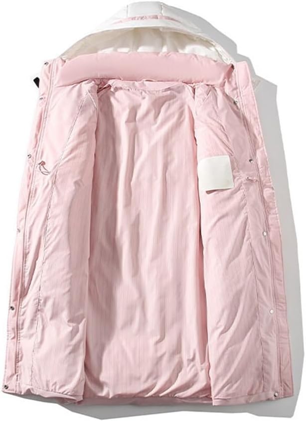 Autumn and Winter Splicing Mid-length Color Collision Loose Hooded High Waist Type Down Jacket