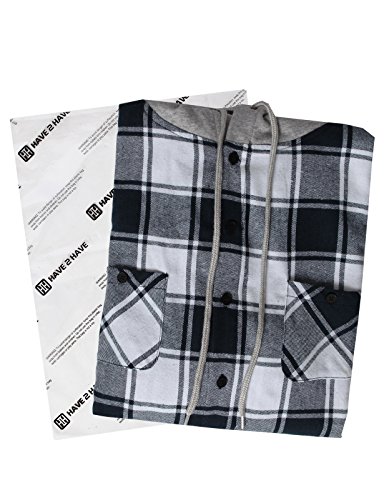 H2H Men's Long Sleeve Quilted Lined Flannel Shirt Jacket with Hood Navy US XL/Asia 2XL (CMOJA0105)