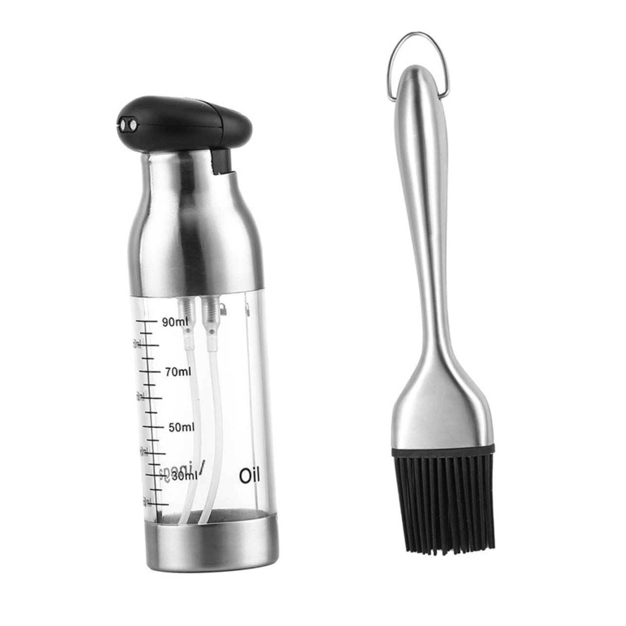 Aceitera Pulverizadora de Acero Inoxidable con Botella y Brocha para Cocina Dispensador de Aceite y Vinagre para Barbacoas Restaurantes y Uso Doméstico