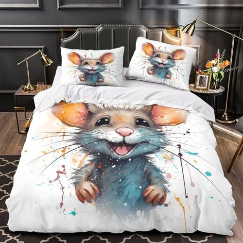 Housse de couette 220x240 souris linge de lit imprimé 3D - 4