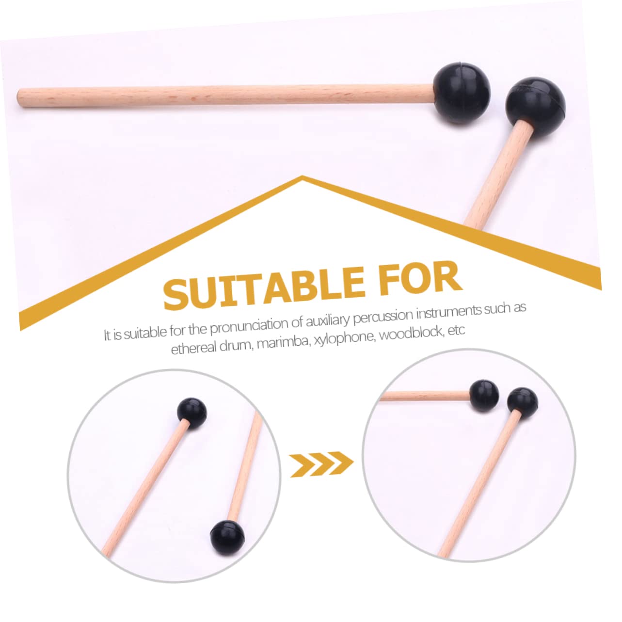 BESPORTBLE 2pcs Xylophone Percussion Sticks with Comfortable Grip Durable Marimba Mallets for Tuning Drums for Musicians and Percussion Lovers