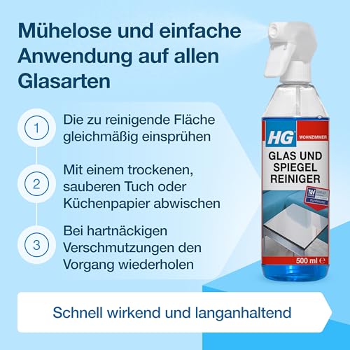 HG Glas und Spiegel Reiniger | Reinigt Fenster Streifenfrei | 500ml – Ansicht 6