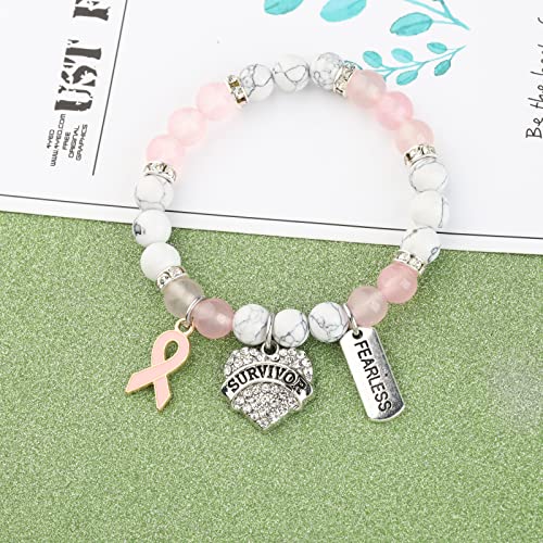 UJIMS Breast Cancer Survivor Gifts for Women Ribbon Charm Bracelet Breast Cancer Warrior Jewelry Fighter Gift3
