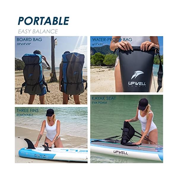 UPWELL 10'6"/11'/11'6" Inflatable Paddle Board, Stand Up Paddle Board for Youth & Adults, Stable Design, Premium SUP Accessories, Backpack, 10L Dry Bag, Paddle, Leash, Hand Pump, Fins - Image 6