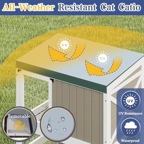 Image of PetsCosset 63.5 inch H Compact Window Catio Outdoor Cat Enclosure on Wheels