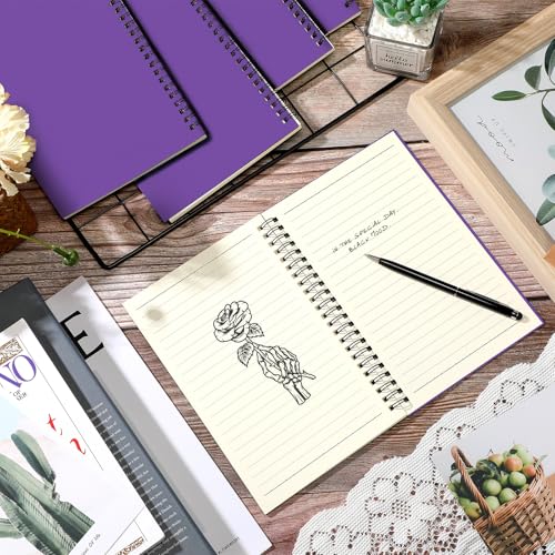 Image of Yahenda 6 Pcs Spiral Notebooks,1 Subject,Wide Ruled, Purple