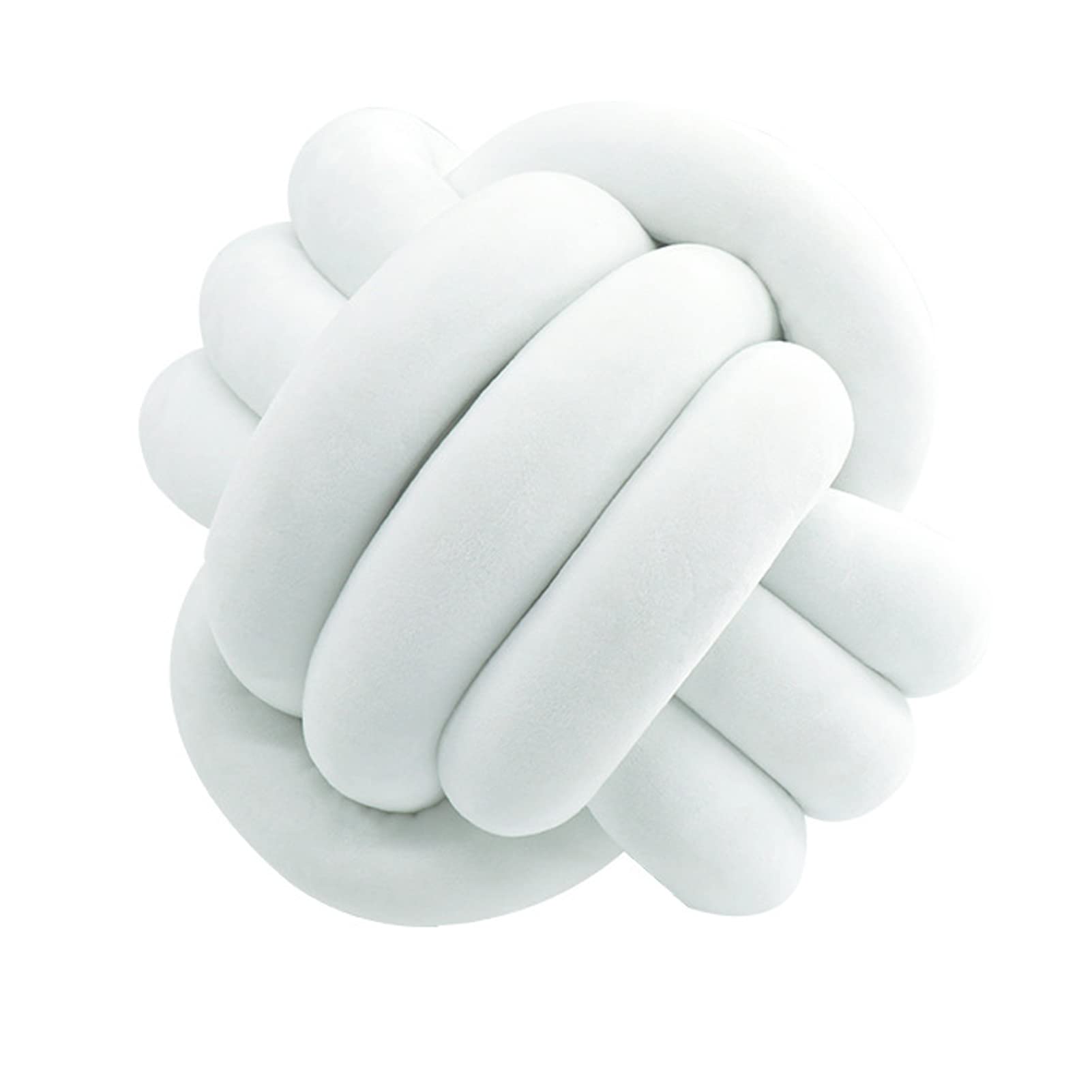 Almohadas de Bola de Nudo, Knot Pillow Ball, Cojín Redondo Suave, Almohada Peluche Tejido a Mano Cojines Cojín Decorativa para Hogar, Sofá, Cama, Decorativo (20cm, Blanco)