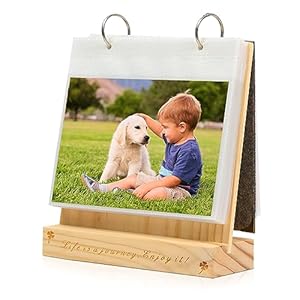 ZEEYUAN Schreibtisch Fotoalbum 13×18 zum Einstecken Holz Fotorahmen zum Aufstellen für 60 Bilder
