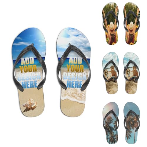 Custom Flip Flops Personalized Beach Belts Sandals Custom Photo Text Slippers for Men Women Comfortable Bathroom Shower Shoes