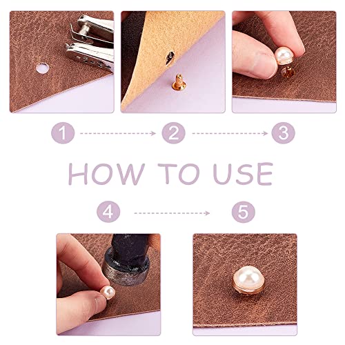 Arricraft 120 Pcs Turquoise Quick Rivets, 6 Colors Alloy Half Round Rivets With Pearl Iron Stud Buttons Diamond Rivets For Diy Craft Bag Shoes Bracelet Wallet Decoration #TOP3