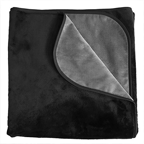 Mambe 100% Waterproof Silky Soft Throw for Dogs, Cats, and People (LargeLong 60" x 120", Black-Charcoal) Made in The USA