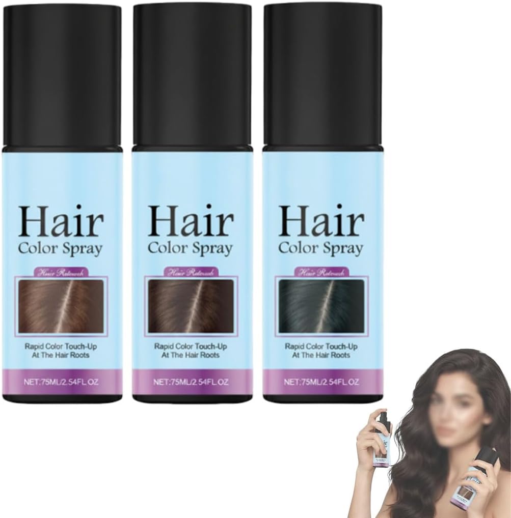 Temporary Root Touch Up Spray,Temporary Root Touch Up Hair Color Spray,Instant Covers Grey Hair (Black, Dark Brown, Light Brown)