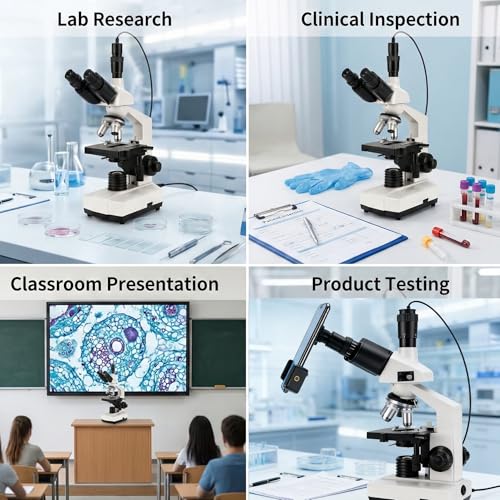 Image of 40X-5000X Trinocular Compound Microscope for Adults, Digital Lab Grade Biological USB Microscope with Dual Mechanical Stage, Slides, WF10X WF25X Eyepieces, Abbe Condenser, PC & Phone Link