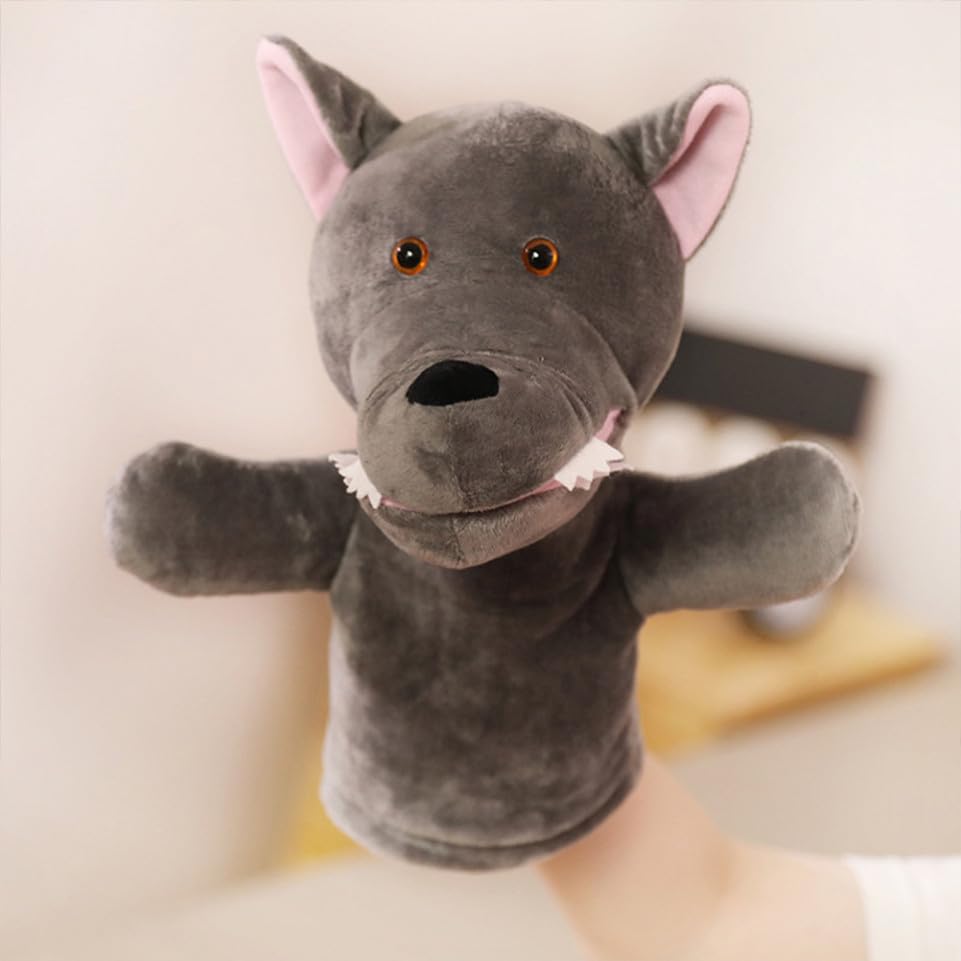 Marionnette à Main Loup en Peluche PP Coton, Jouet Interactif | Conte Interactif Parent-garçon et Filles, Améliore la Motricité, pour Garçon et Filles et Adultes