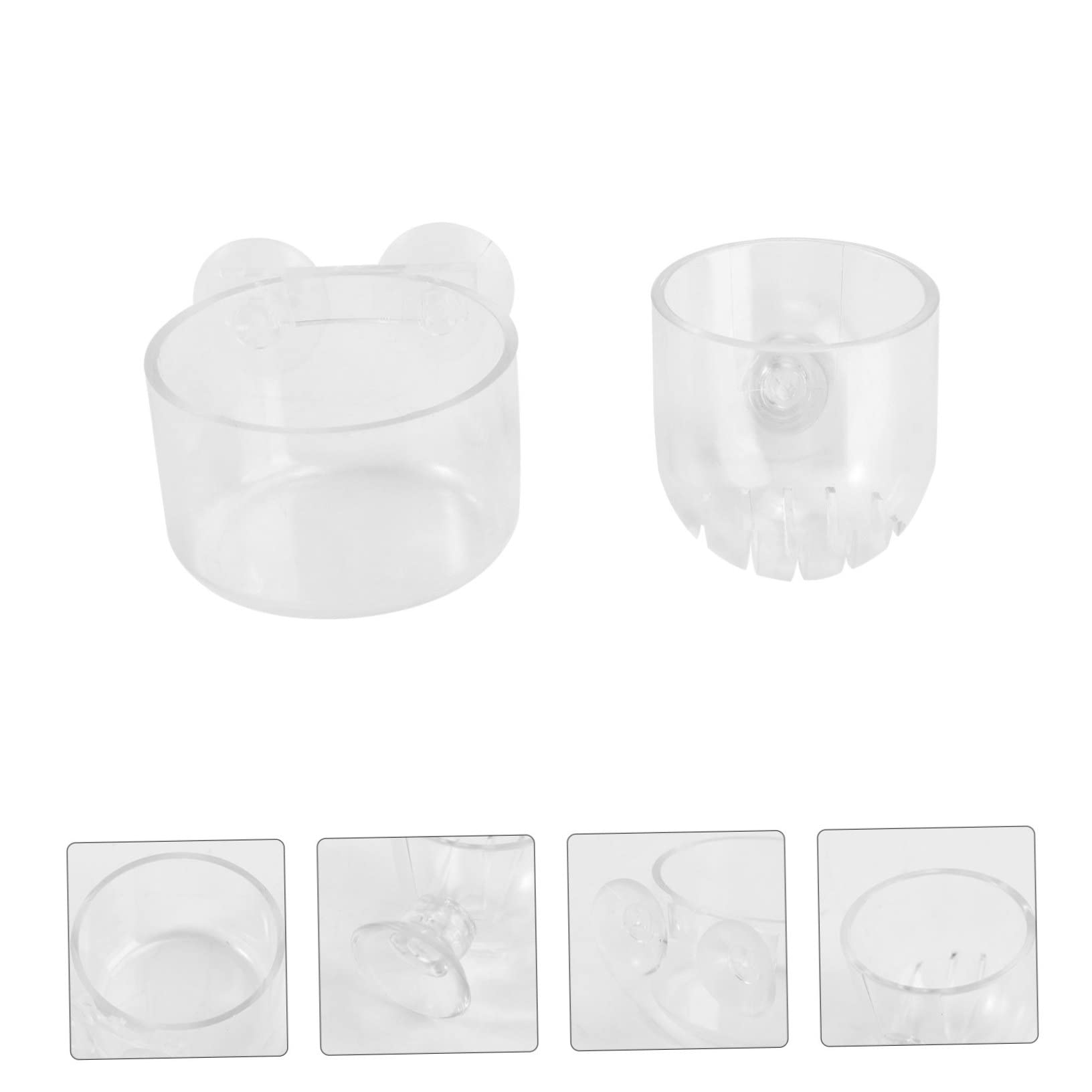 GANAZONO 2pcs Red Worm Feeder Aquariums Feeders Aquarium Feeding Cup Wafers Hooks Fish Breeder Cups Dispenser Gecko Conditioner Tanks Kit Aerator Automatic Clear Tortoise Bowl Acrylic