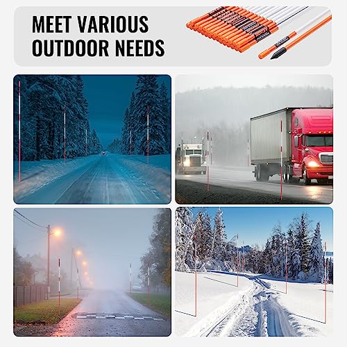VEVOR 30er-Set Schneestangen 47,8 Zoll (121,5 cm) Auffahrtstangen orange UV-beständige Beschichtung Reflektierende Einfahrtsmarkierung Inkl. 1 Paar Schutzhandschuhe und 1 extralangen Stahlbohrer