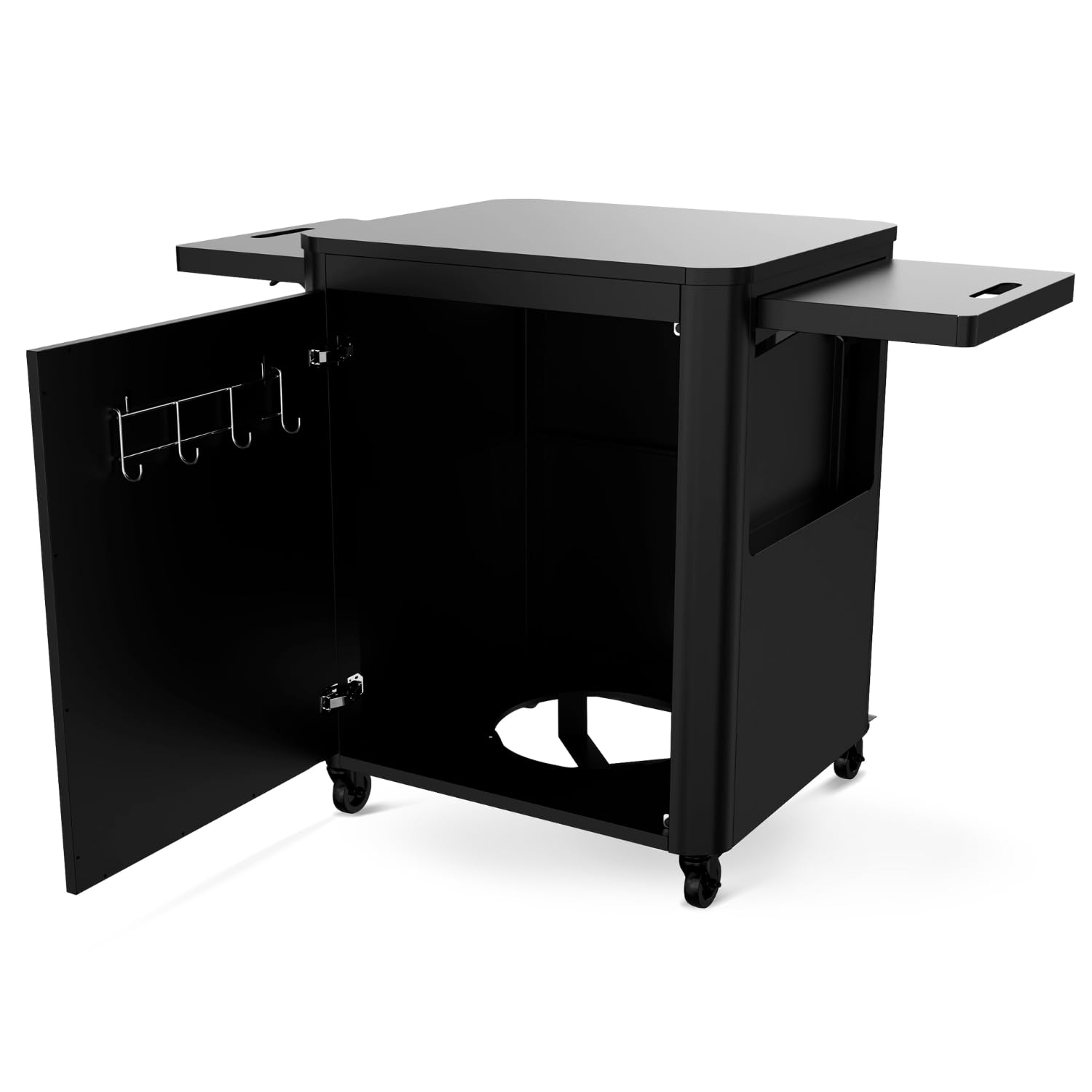 cozze Table roulante pour plancha 640 en Acier Inoxydable/Noire, Noir, 62.5 x 81.5 x 22.5 cm
