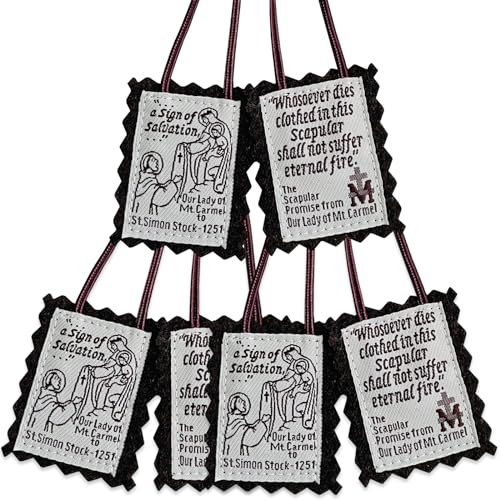 Scapulars Catholic,3 Pack Bulk Brown Scapular Of Our Lady Of Mount Carmel,Escapularios Catolicos Scapular Catholic Necklaces Gift For First Holy Communion and Confirmation Mexican Folk Art Decoration