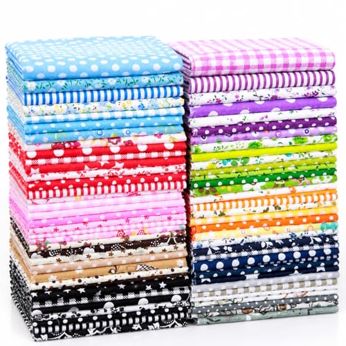 56PCS Fabric Squares 25x25cm Cotton Quilting Fabric Bundle for Sewing