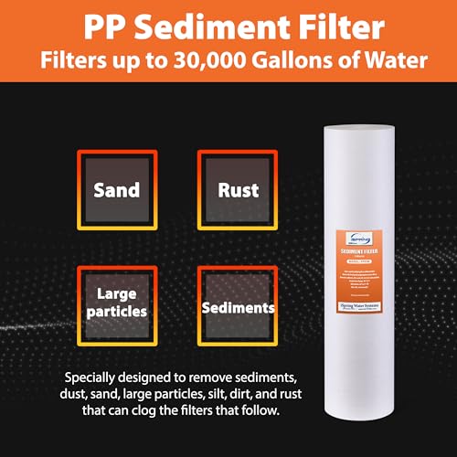 Image of iSpring F2WGB22BKS 4.5 inch x 20 inch 2-Stage Whole House Water Filter Replacement Pack, Reduces Sediments, Heavy Metals, Chlorine, PFAS, Hydrogen Sulfide, Chloramine, Fits WGB22B-KS