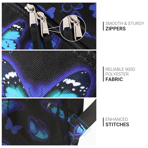 Image of ZORFIN 26L Backpack for College, and Travel: Water Resistant Bookbag - Butterfly Black