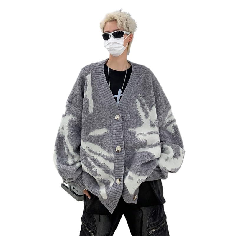 Mens Cardigan Sweaters V Neck Big and Tall Button Down Fashion Knitted Long Sleeve Sweaters Casual Workout Tops