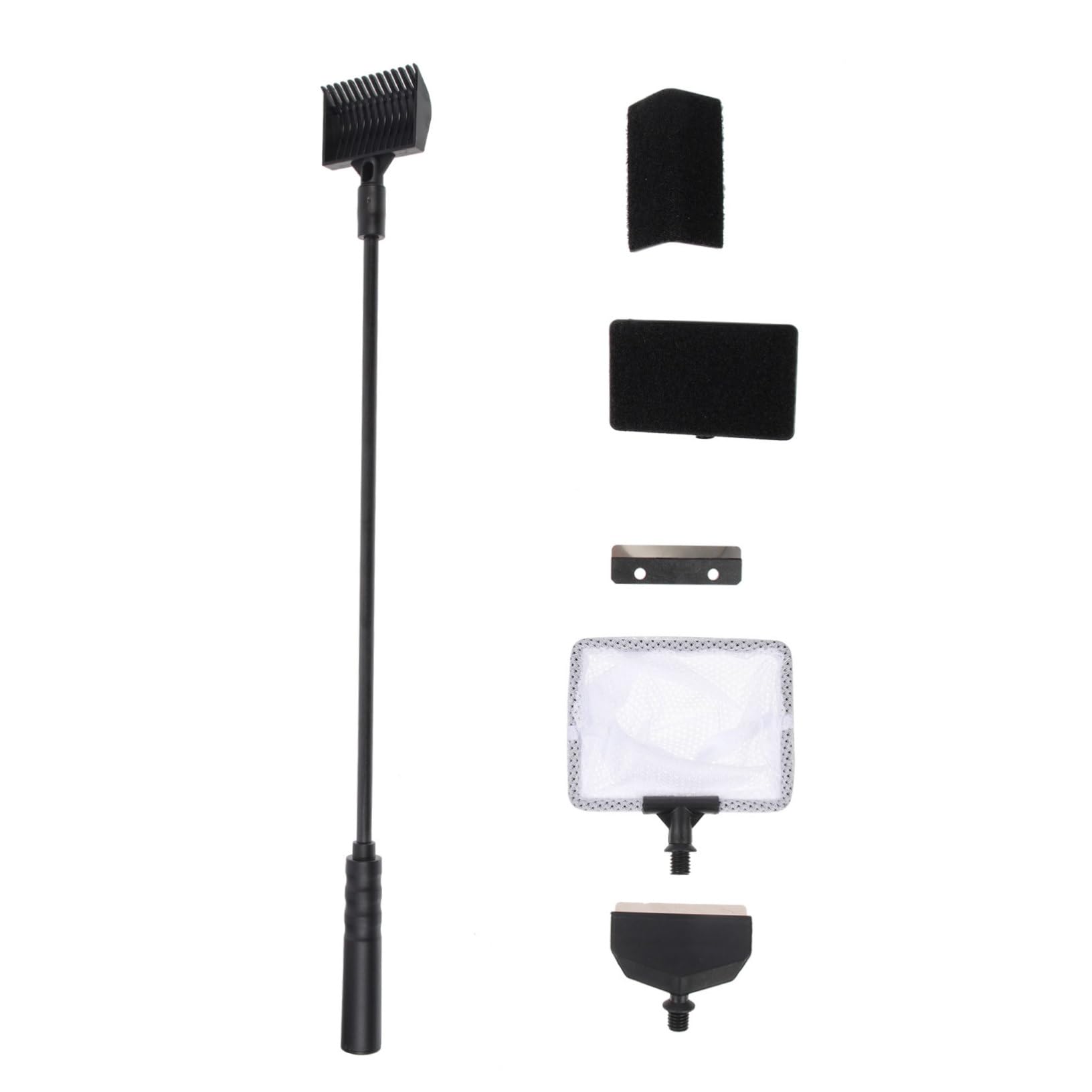 HEMOTON Aquarium Cleaning Set 5-in-1 Brush Rake Net Fork Gravel Scoop for Quick Easy Cleaning
