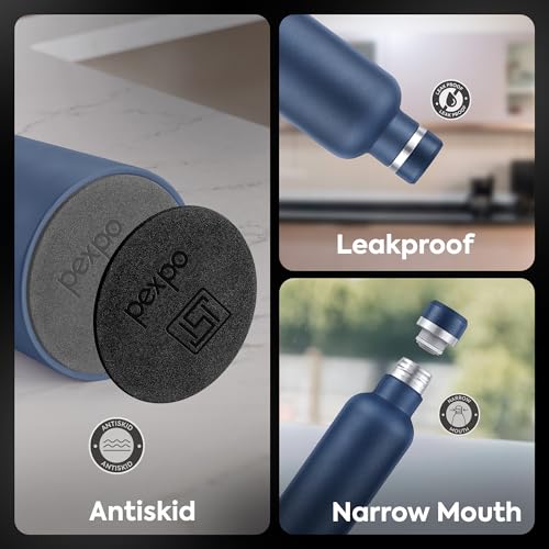 Image of Water Bottle 1 LTR Stainless Steel | Hot and Cold Flask | ISI Certified Steel Bottle | 3 Layer Insulation | Leakproof | for Home, Office, School | 1-Year Warranty | Orio 1000 | Denim Blue