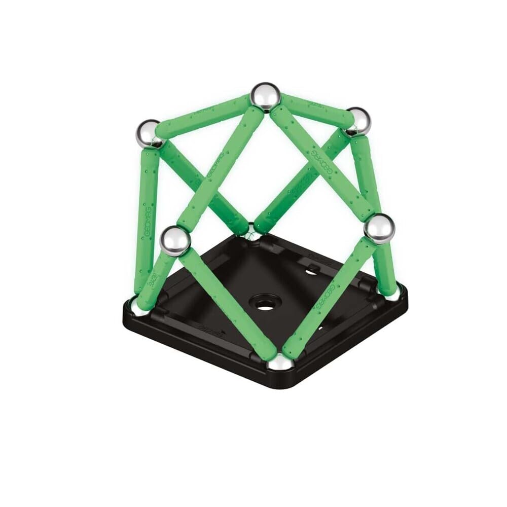 Geomag, Glow Recykling, magnetyczna konstrukcja z efektem świetlnym, pręty magnetyczne, które świecą w ciemności, 25-częściowe opakowanie, 100% tworzywo sztuczne z recyklingu