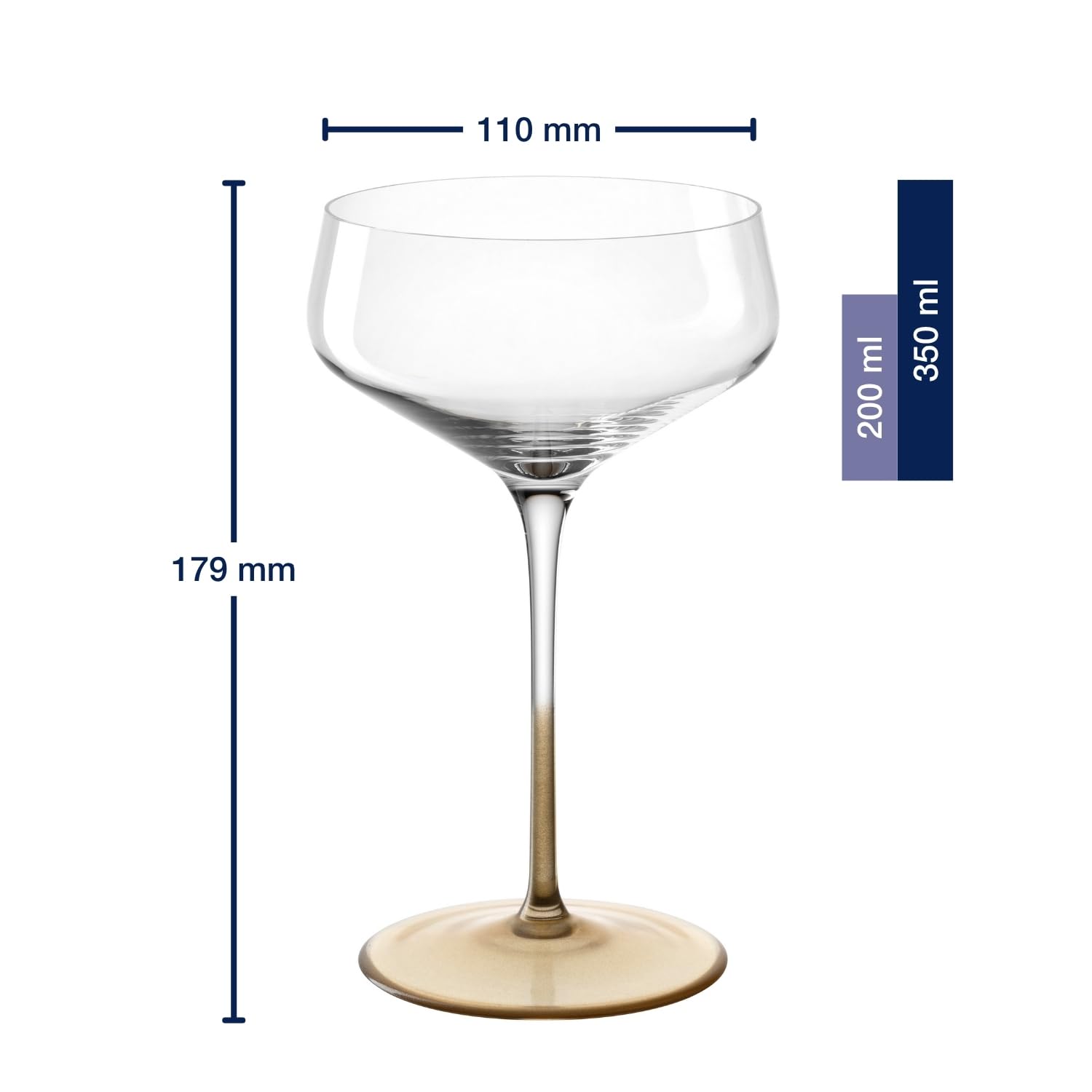 Leonardo Champagnerschale PUCCINI 350 ml gold 2er-Set, spülmaschinengeeignet