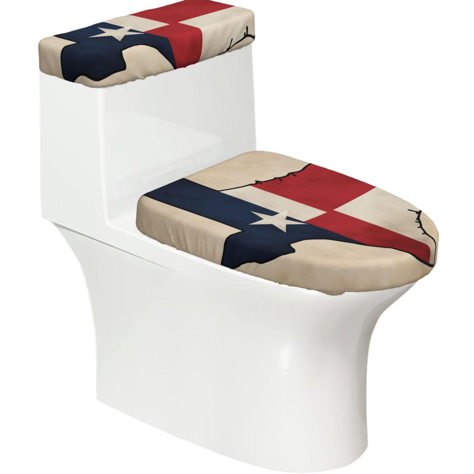 Texas State Flag Map02 Print Bathroom Decor Toilet Lid Cover And Tank Covers, Restroom Accessories Fits Most Round