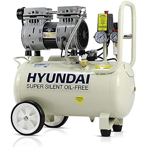 Hyundai 24 Litre Air Compressor, 5.2cfm/100psi, Silenced, Oil Free, 750w / 230v Direct Drive, 150 litres Per Minute Low Noise Air Compressor, 2 Year Warranty Cover
