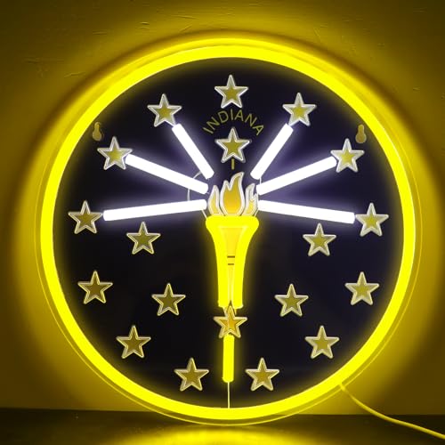 Image of Indiana State Neon Sign, LED Light Art Gift for Boys Girls, 12.6 x 12.6 Inches, Dimmable USB Powered Acrylic