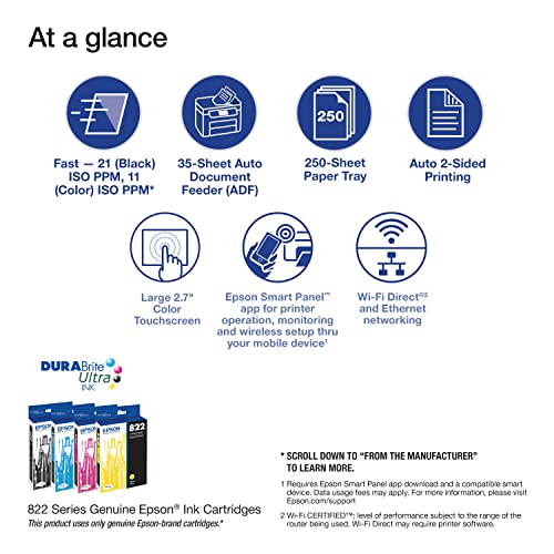 Epson Workforce Pro WF-3823 Wireless All-in-One Printer with Auto 2-Sided Printing, 35-Page ADF, 250-Sheet Paper Tray and 2.7" Color Touchscreen, Black - Image 4