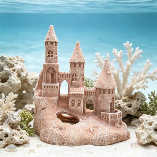 Image of M2cbridge Aquarium Decor Antique Roman Column Ruin European Castle Underwater Landscape(Sandrock Castle)