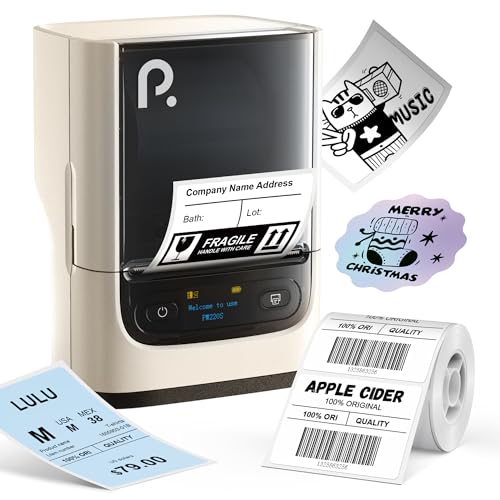Image of POLONO PM220S Label Maker Machine with Tape, 2 Inch Bluethooth Portable Thermal Label Printer for Small Business, Office, Home, Address, Logo Label, Sticker Printer for Phone /Tablet /PC, Milk Yellow