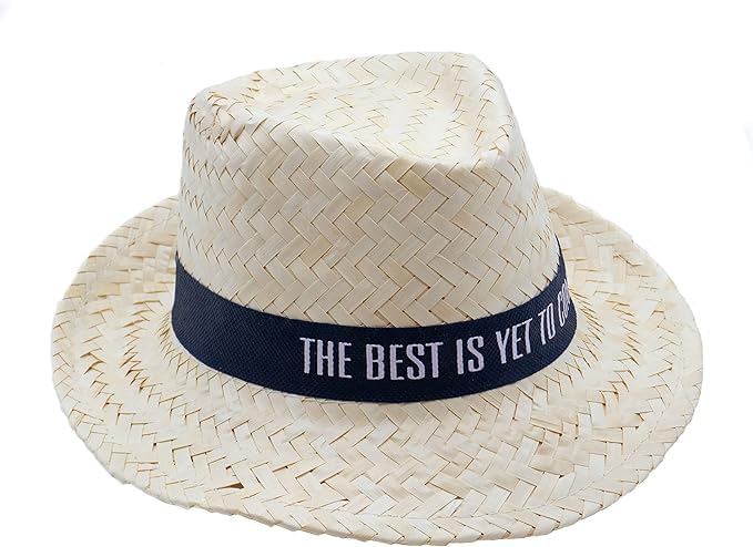 Sombreros de Paja Personalizados - Pack 100 Gorros Estilo Tirolés con Logo o Frase - Color de la Cinta a Elegir - Sombrero Hombre y Mujer para Eventos