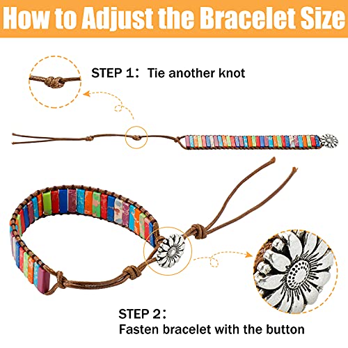 Hicarer 3 Pcs 7 Chakra Bracelets for Women Men Natural Stone Leather Wrap Healing Bead Bracelets Healing Stone Boho Friendship Jewelry Gifts3