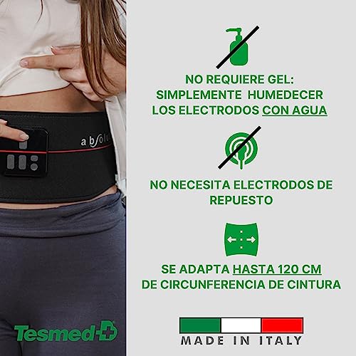 TESMED Absolute: Cinturón para Electroestimulación de Abdominales Centrales y Laterales - Recargable por USB, 99 Intensidades - Inalámbrico, Unisex - imagen 6