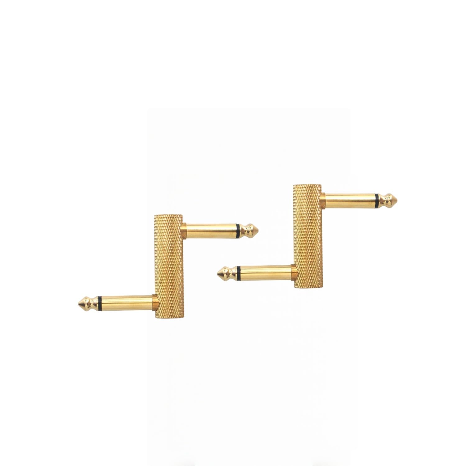 Hanprmeee Guitar Pedal Patch Connector Z Type 6.35mm 1/4" Effect Couplers Mono Male to Male Adapter Audio Converter Connector for Electric Guitars Pedalboard (Gold