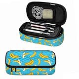 Xuwenz Banana Pencil Holder Bag Yellow Blue Dots Pencil Case College Office Organizer for Teens Adults